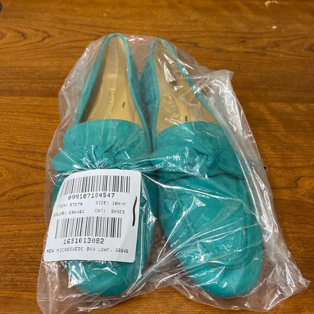 J.Crew Sueded Bow Loafers in Green Size 10.5 BT270